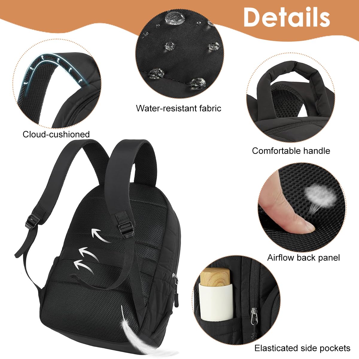 PALAY Backpack Bag for Travel and College with 15.6 Inch Laptop Compartment | Quilted Black Design for Men and Women