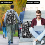 PALAY® Travel Backpack Casual Backpack Nylon Backpack School Students Backpack Lightweight Fashion Graffiti Print Black Backpack Outdoor Travel Backpack Laptop Backpack