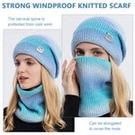 PALAY Beanie Cap for Women with Fleece Lining and Knitted Scarf Set 25×22cm Blue | Warm Winter Accessory