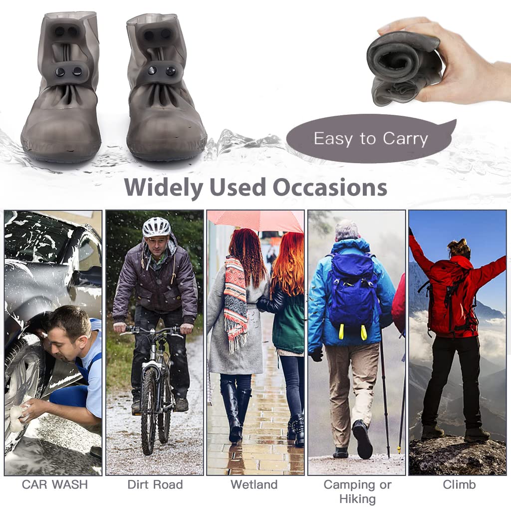 PALAY Silicone Shoe Covers for Rainy Days with Double Snap Closure and TPE Sole | 3 PCS Size 8-10