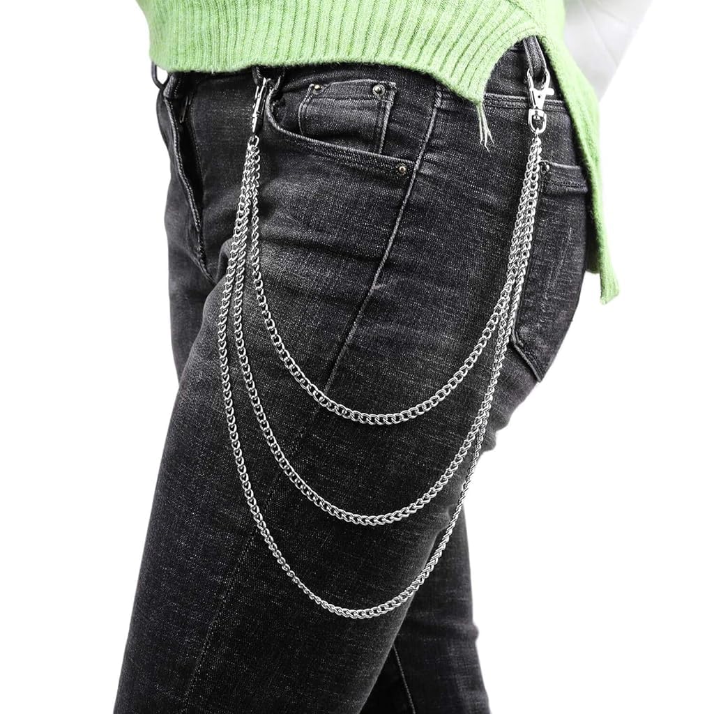PALAY Pants Chains Set for Women with Lobster Buckles and 3Pcs 44cm Stainless Steel Layers