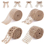 PALAY® 4 Rolls 13.12ft Jute Rope Burlap Ribbon Lace + 32.8ft Hemp Rope, Jute Rope for Craft Ribbons for Gift Wrapping, Event & Wedding Decorations, Gift Packing Materials Natural Fabric Roll Craft