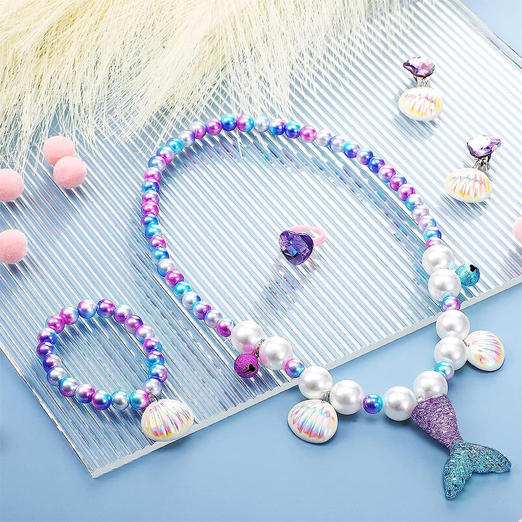 PALAY Jewellery Set for Girls with Crown Necklace Bracelet Earrings and Ring | Ideal Gift for Ages 4–12