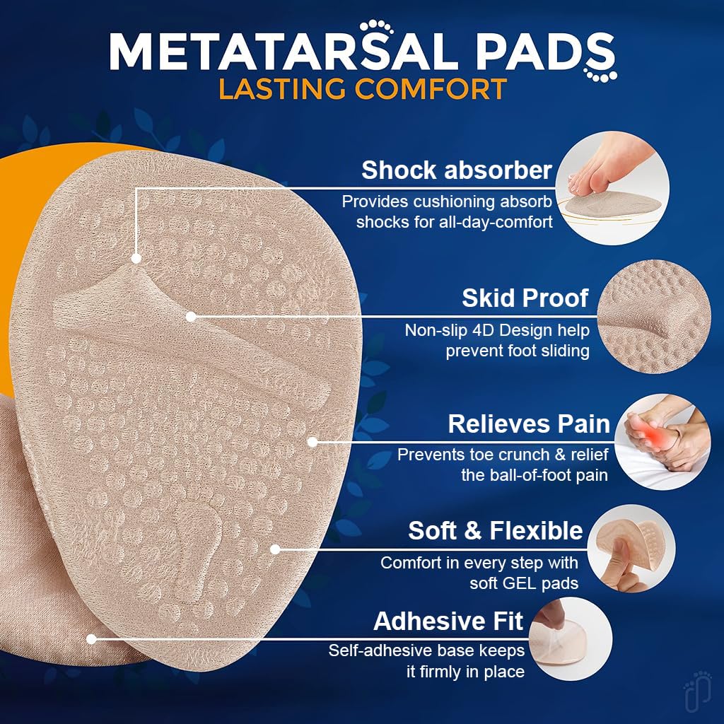 PALAY Foot Support for High Heels with Anti Slip Adhesive Gel Cushion Pads | 2 Pairs for Men and Women