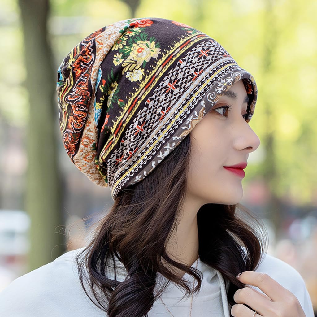 PALAY Slouchy Chemo Beanie for Women with Soft Stretch Double Layer Fabric | 2PCS Black