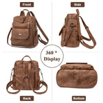 PALAY PU Leather Backpack for Women with 12x11 in Capacity and Back Zipper Pocket | Brown 2 PCS