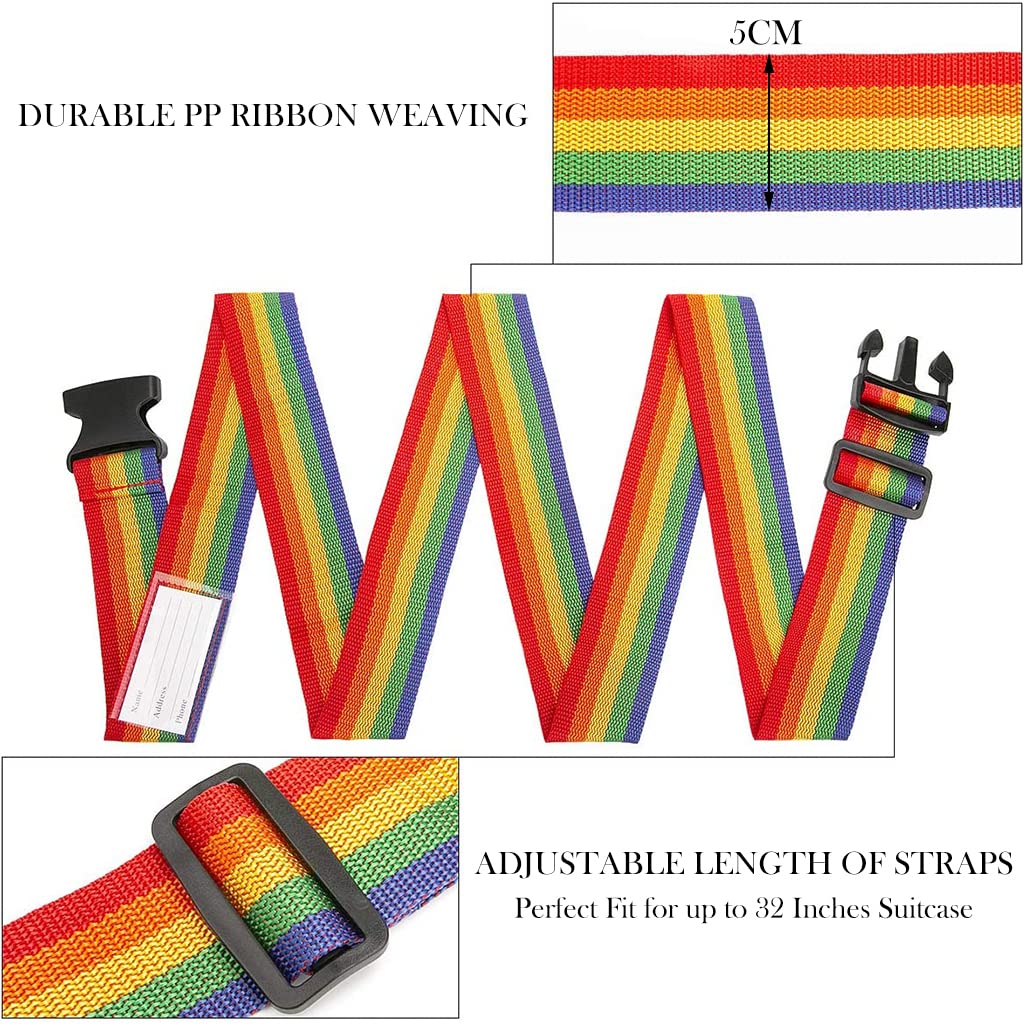 PALAY Luggage Straps Set for Suitcases featuring Quick Release Buckle and Adjustable 2m Length | 2 Pack Black Polypropylene Belts