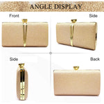 PALAY Clutch Bag for Evening Events featuring Rhinestone Floral Buckle and 22x13cm Size | Glitter Champagne Handbag for Women