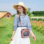 PALAY Crossbody Bag for Women 18×10×16 cm with Adjustable Strap and Embroidered Applique Design