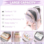 PALAY Girls Backpack for School and Travel featuring Multi Compartment Design | Pink Nylon 2 PCS Set