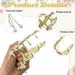 PALAY Big Hair Claw Clips for Women featuring Jasmine Flower Tassel Rhinestones | Strong Metal Hold