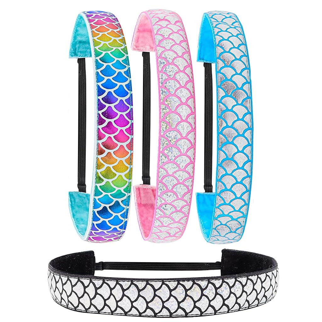 PALAY Mermaid Elastic Headbands for Yoga and Running featuring 2.5cm Width | 4pcs Set