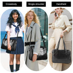 PALAY Tote Bag for Women featuring 32x10x23cm size and stand feet | black PU leather crossbody