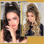 PALAY Hair Claw Clips for High Ponytail with Fishtail Handle and Rhinestones | 3Pcs Alloy Set
