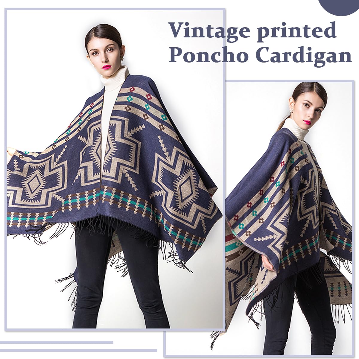 PALAY Womens Shawl for Winter and Indoor Outdoor Use with Front Loop 51 x 59 in | Soft Dacron Checked Wrap Black