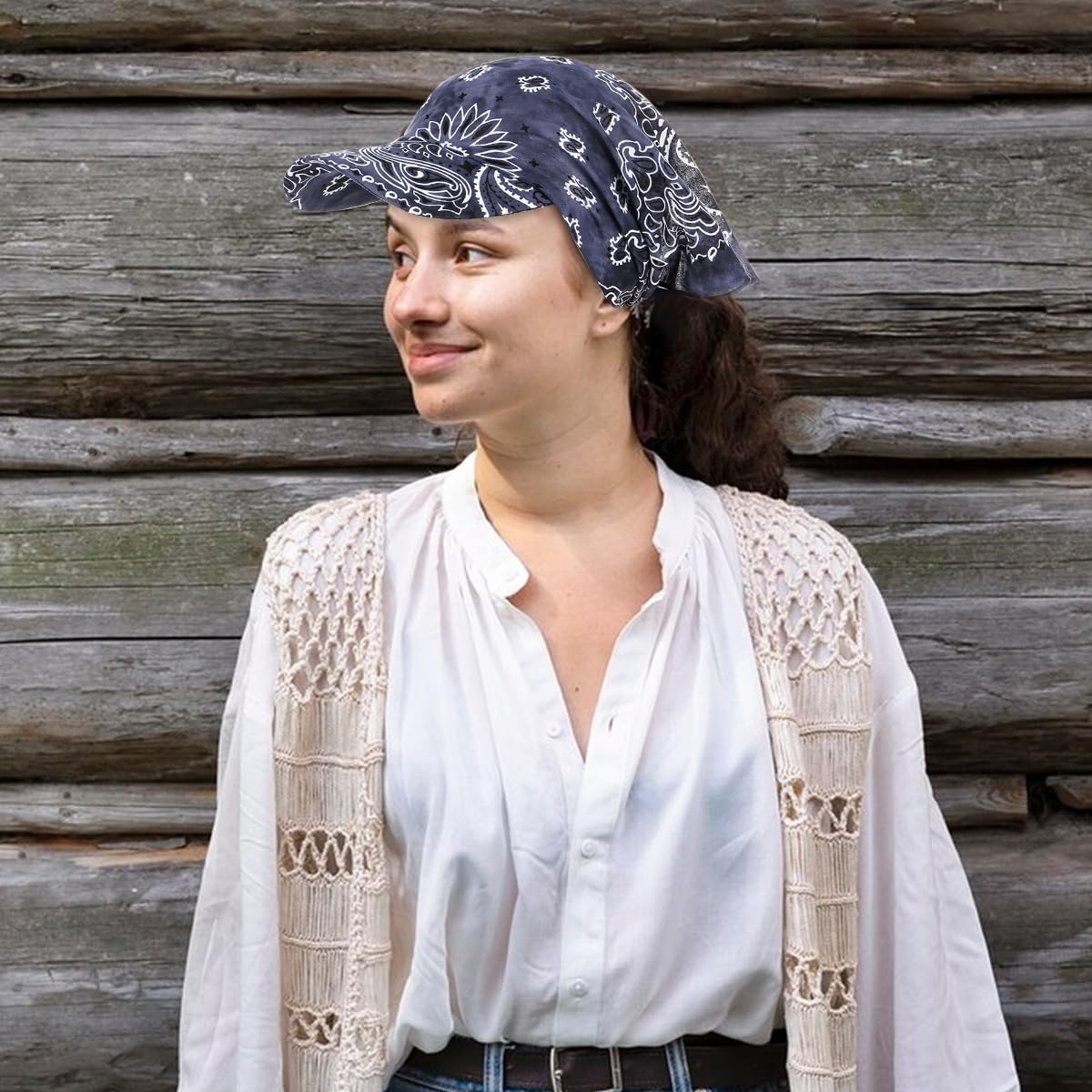 PALAY Beach Hat for Women with Silk Head Wrap and Breathable Square Scarf Cap | Summer Sun Protection