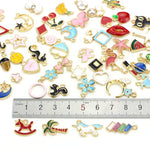 PALAY Charms for Bracelet Making featuring Gold Plated Enamel Animal Moon Star Designs 120PCS