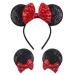 PALAY Mickey Mouse Hair Band for Girls with Shiny Bow & Ears Clips | Party Accessory