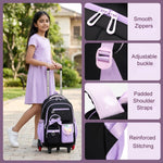 PALAY Purple School Trolley Backpack for Girls with Wheels