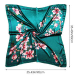 PALAY Head Scarf for Women featuring 35in Square Design with Green Print Satin Feel | 2PCS