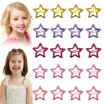 PALAY Hair Clips for Girls with Non Slip Metal Design and Glitter Star Shape | 20 Pcs 3.2 cm Set