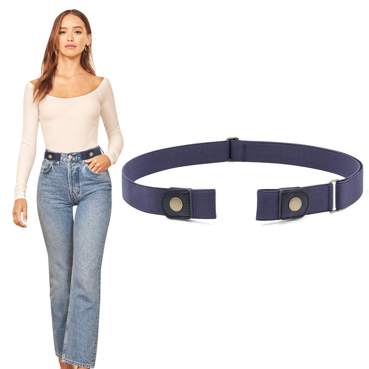 PALAY Buckle Free Belt for Women with Adjustable Elastic Fit 22–46 in | Invisible Brown Waistband