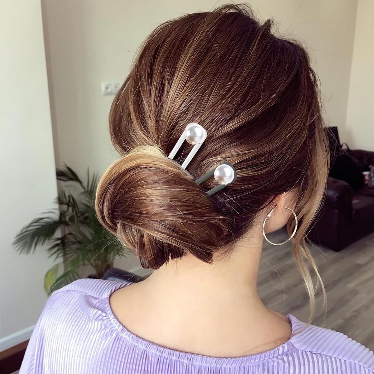 PALAY Pearl Hair Stick for Buns with 5.8 in U Shaped Metal Pins | Elegant Gift for Women