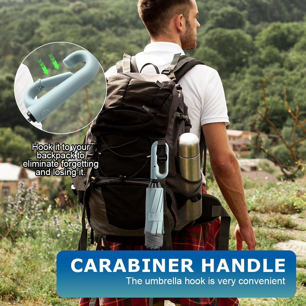 PALAY Large Umbrella for Travel and Outdoor Use with 20 Dual Ribs & Carabiner Handle | Mint Green 99% UV Shield