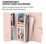 PALAY Womens PU Leather Long Wallet with Leaf Pendant and Zipper Coin Purse 7.48x3.7x0.82 in