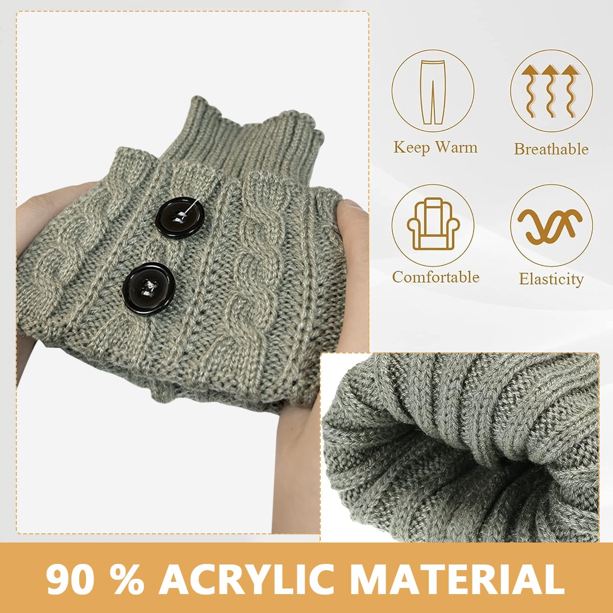 PALAY Boot Cuff Leg Warmers for Winter with Crochet Knitted Design and Soft Acrylic | Grey