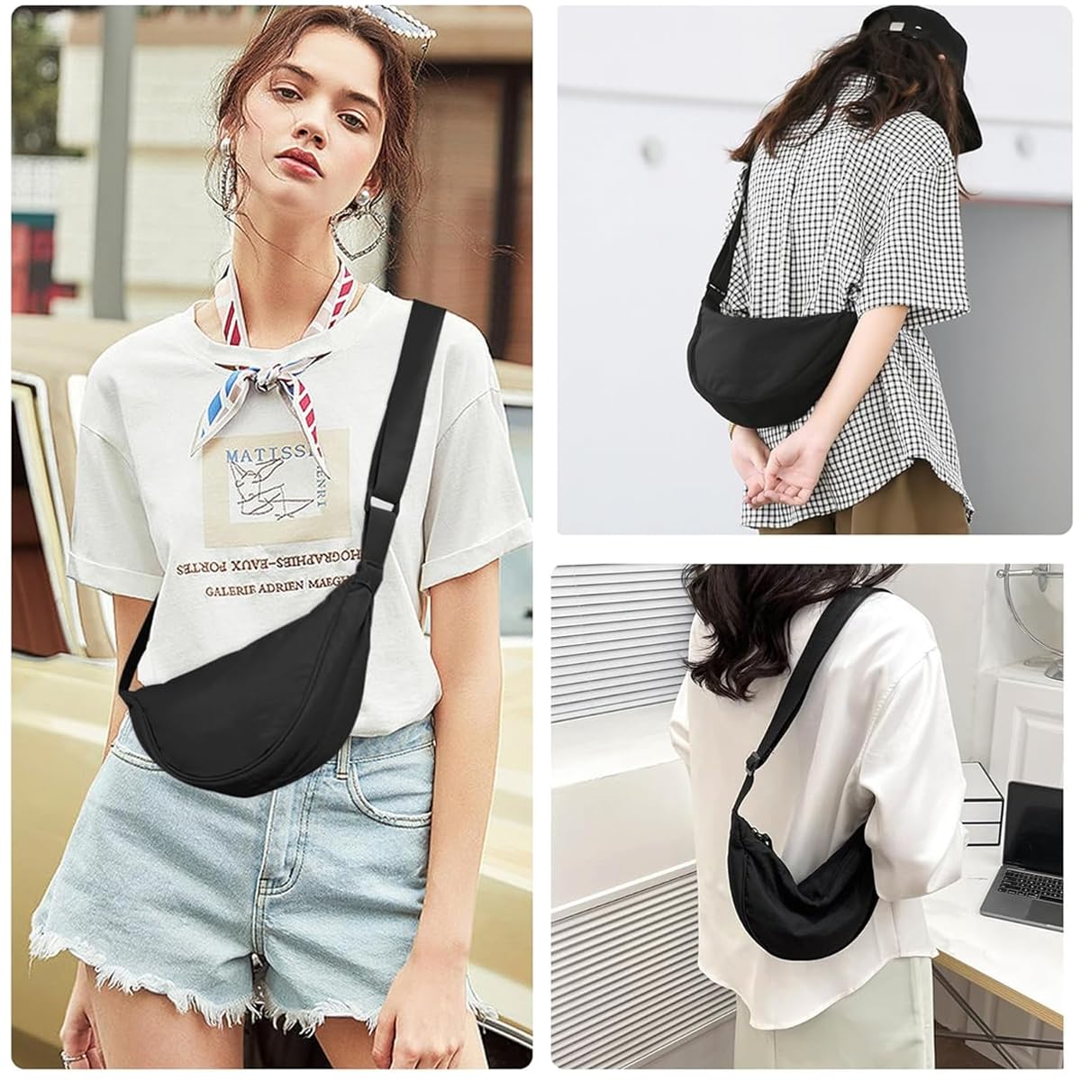 PALAY Crossbody Bag for Everyday Use with Adjustable Strap and Waterproof Nylon Style | Black