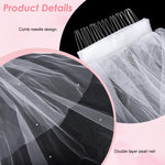 PALAY Bridal Veil for Brides featuring White Short Design with Pearl and Rhinestone Detail