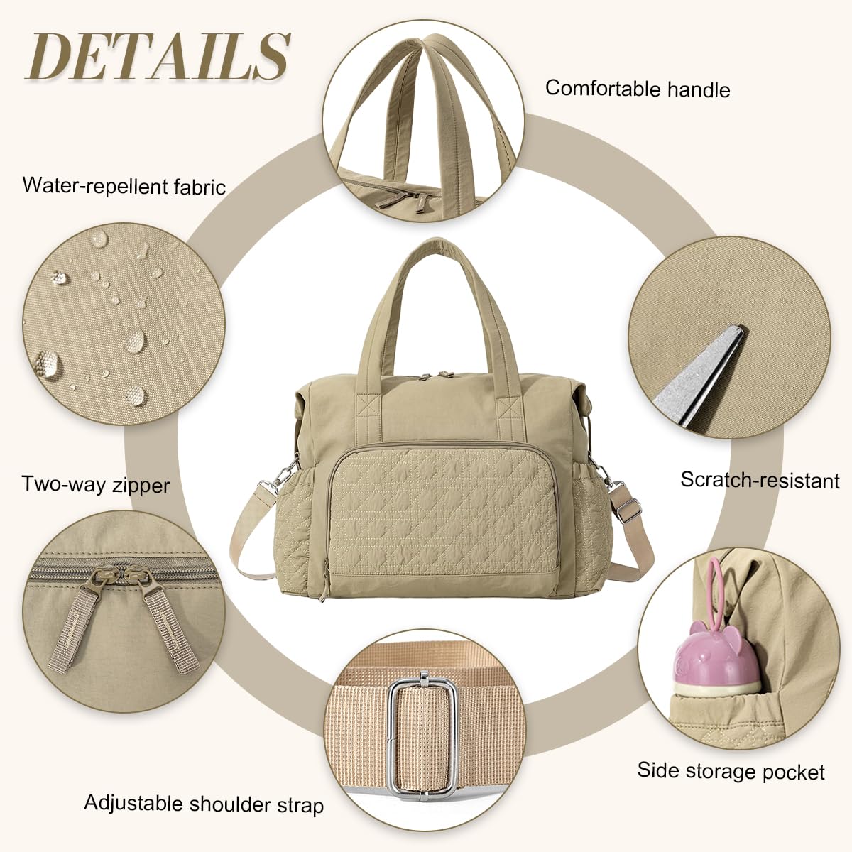 PALAY Women's Quilted Nylon Travel Bag Large Capacity Gym Bag