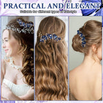 PALAY Hair Comb Clip for Bridal and Party Hairstyles with Butterfly Rhinestones Blue 2 PCS