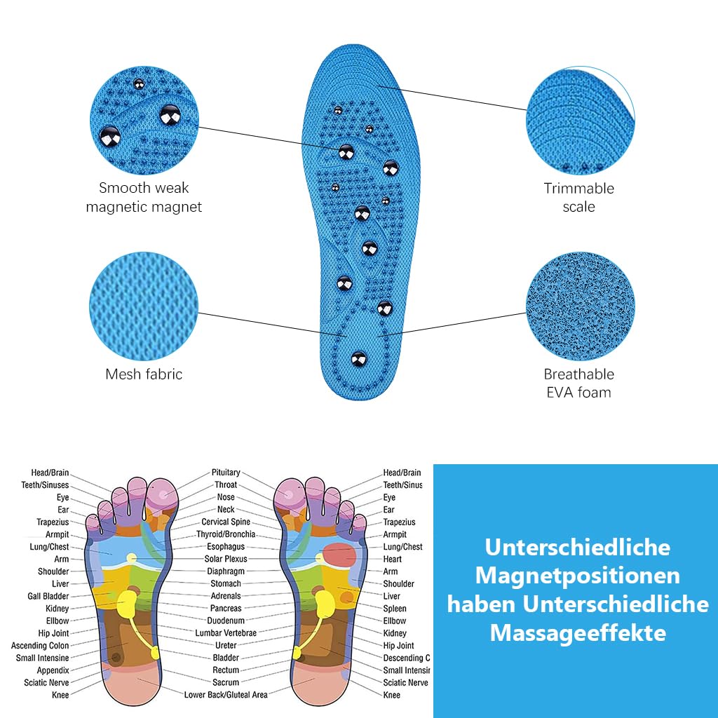 PALAY® 1 Pair Acupressure Sole Reflexology Sole Massager Insolesfor Men and Women Breathable Reflexology Acupressure Insoles Stimulate Blood Circulation, Relieve Tension, UK Size 2.5-5