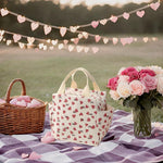 PALAY Lunch Bag for Office with Thermal Insulation and Side Pockets | Corduroy Strawberry Design