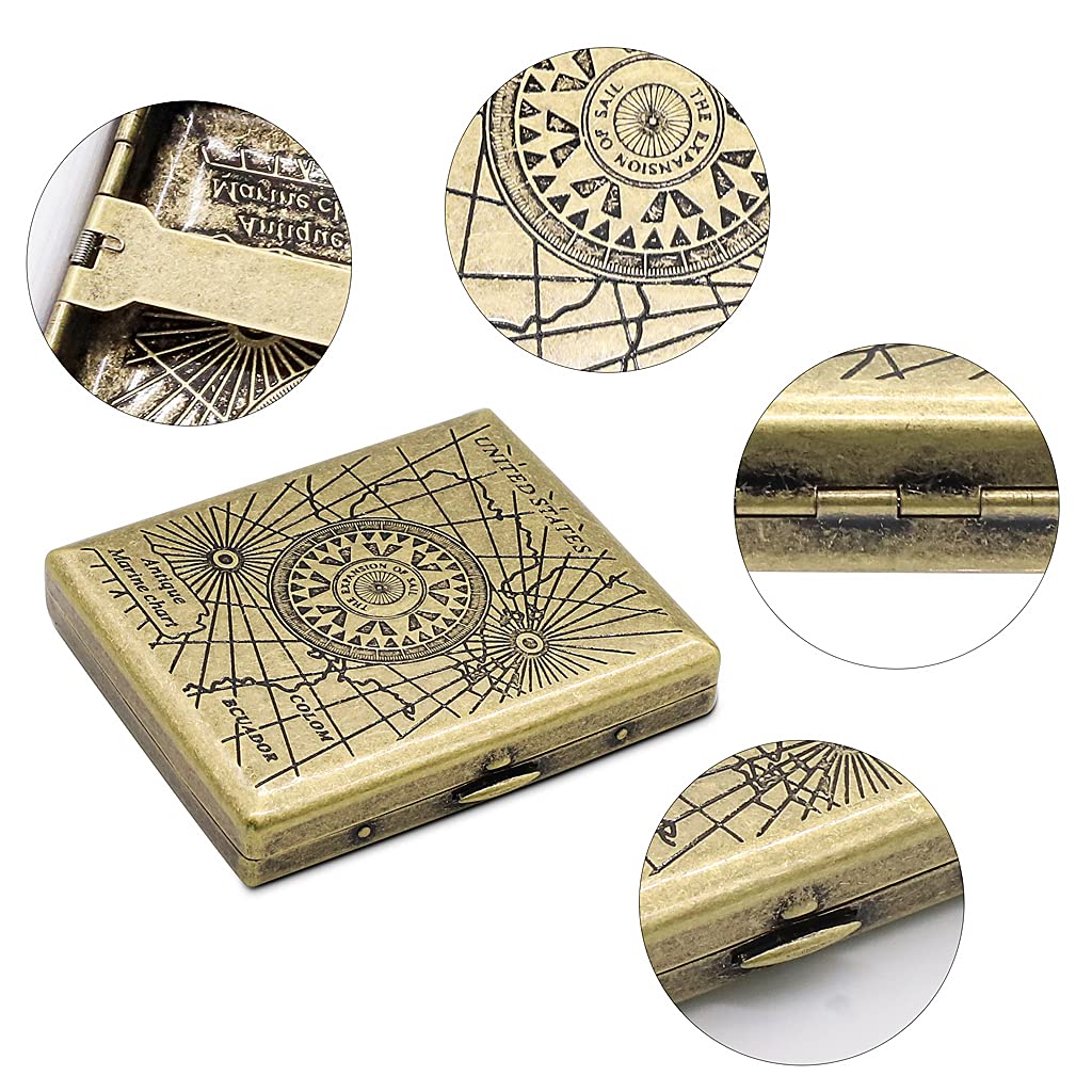 PALAY® Brass Retro Metal Portable 20 Sticks Ordinary Cigarettes Boxes,Best Gift for Man