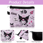 PALAY® 2Pcs Kawaii Coin Bags Kuromi Cinnamoroll Zipper Pouches with StrapLoop Sanrio Zipper Pouches Card Bags Coin Bags Fashion Cartoon Organizer Bags Earbud Bags Gift for Girls Friendship Gifts