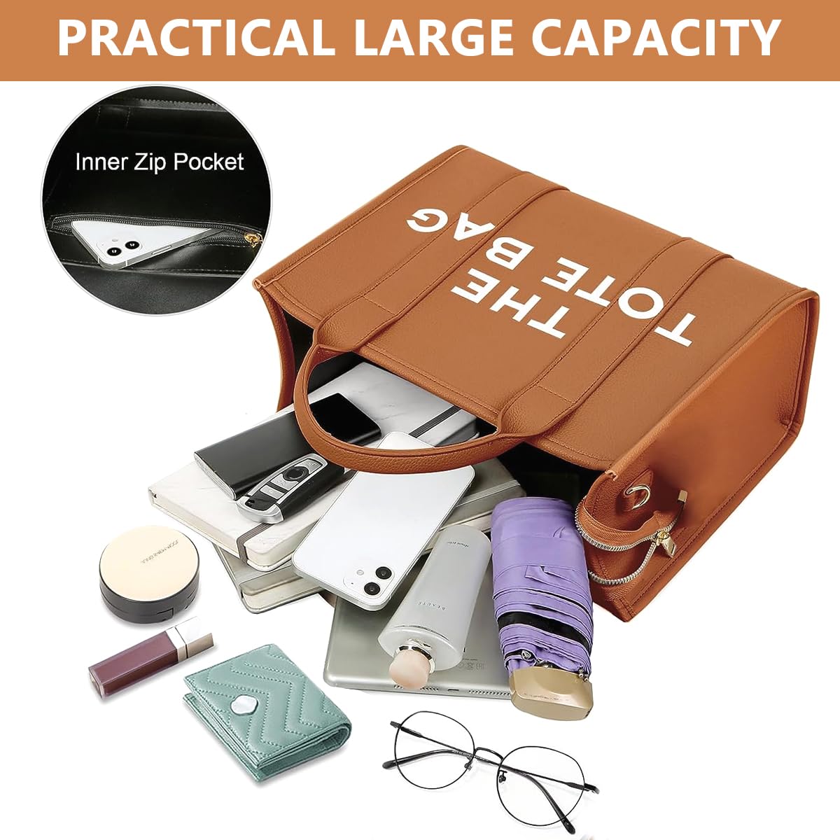 PALAY PU Tote Bag for Women with Detachable Shoulder Strap 27.5×10.5×22cm | 3 PCS Set