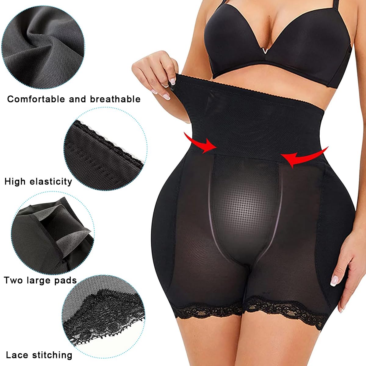 PALAY Hip Pads for Women Shapewear with 2 Insert Pads featuring Dacron Fabric | XXL