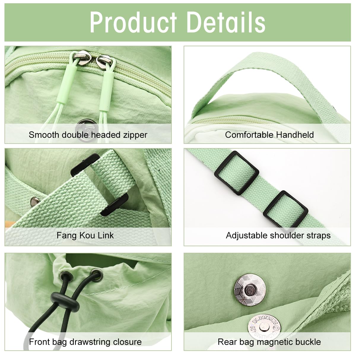 PALAY Sling Bag for Women with Dual Zipper Design and Adjustable Strap 18x6x18cm Nylon | Compact Crossbody for Daily Use