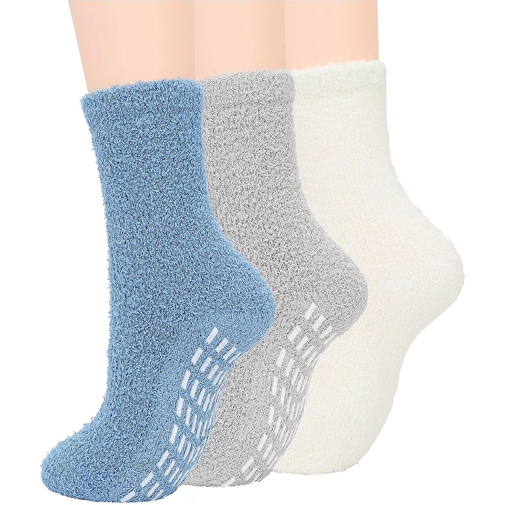 PALAY Women Cozy Coral Velvet Socks 3 Pair Set with Anti Skid Dots | Warm Ankle Home Wear