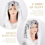 PALAY Spanish Style Lace Mantilla Veil for Women with Embroidery | Traditional Church Head Scarf
