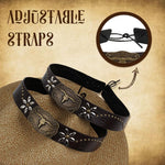 PALAY® 2Pcs Cowboy Hat Bands Vintage Brown Leather Wrap with Rivet Charms Tie Back PU Leather Wrap with Charms Hat Band for Men Women