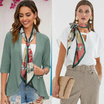 PALAY® Women’s Silk Scarf Combo – Floral & Horse Printed Long Narrow Satin Scarves for Suits, Blazers, Shirts, Bags, Hair, Gift, Neckerchief, 59" for Fashion & DIY Styling