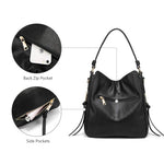 PALAY® Solid Color Handbag for Lady Girl with Fashion Faux Leather Classic Shoulder Crossbody Bags- Black