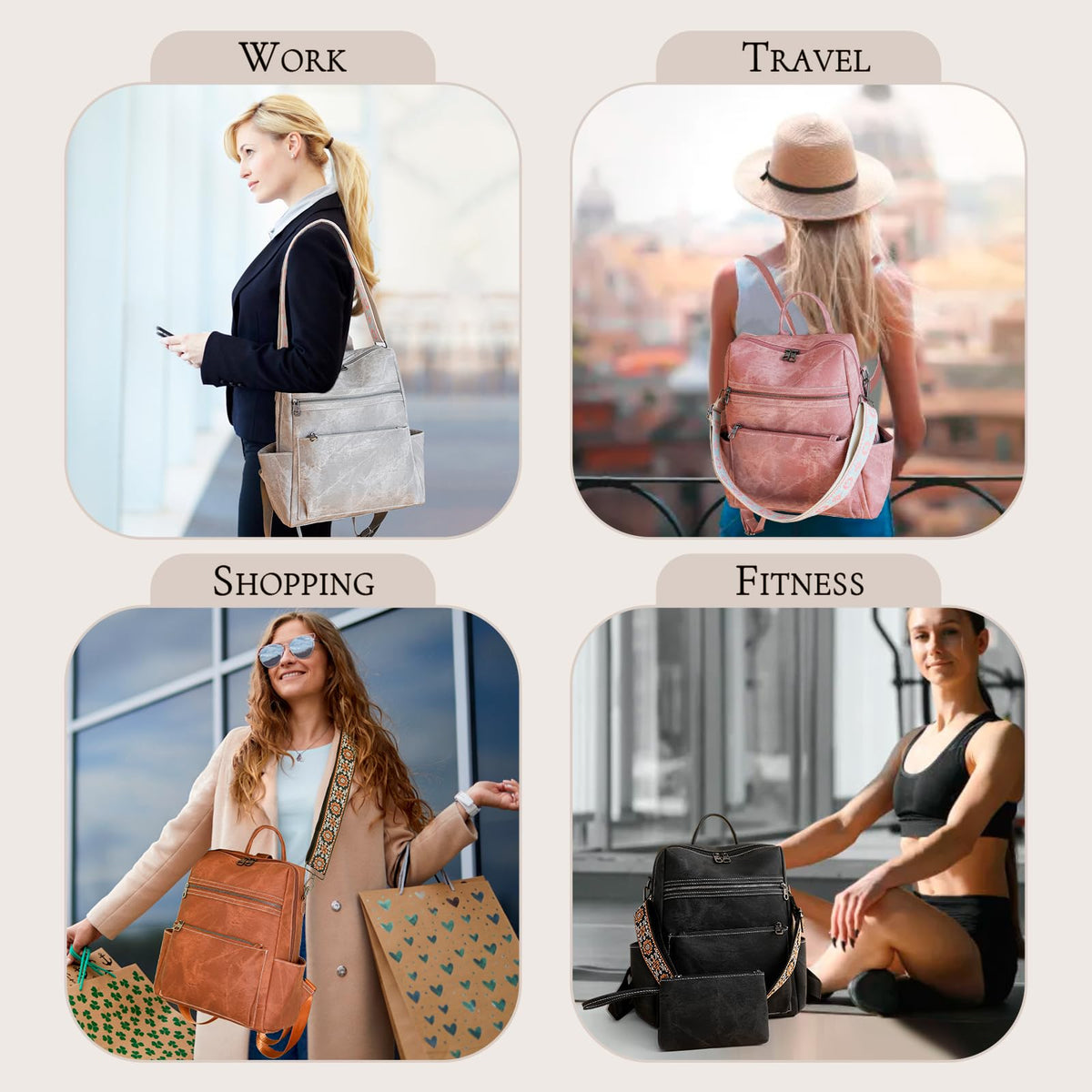 PALAY Backpack for Women with Multi Layer Design and Utility Pouch | Fashion PU Tote