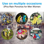 PALAY® 2Pcs Rain Ponchos for Adults Reusable, EVARaincoats with Hood for Women and Men Rain Ponchos for Camping, Hiking, Music Festival, Outdoor Activities (white)