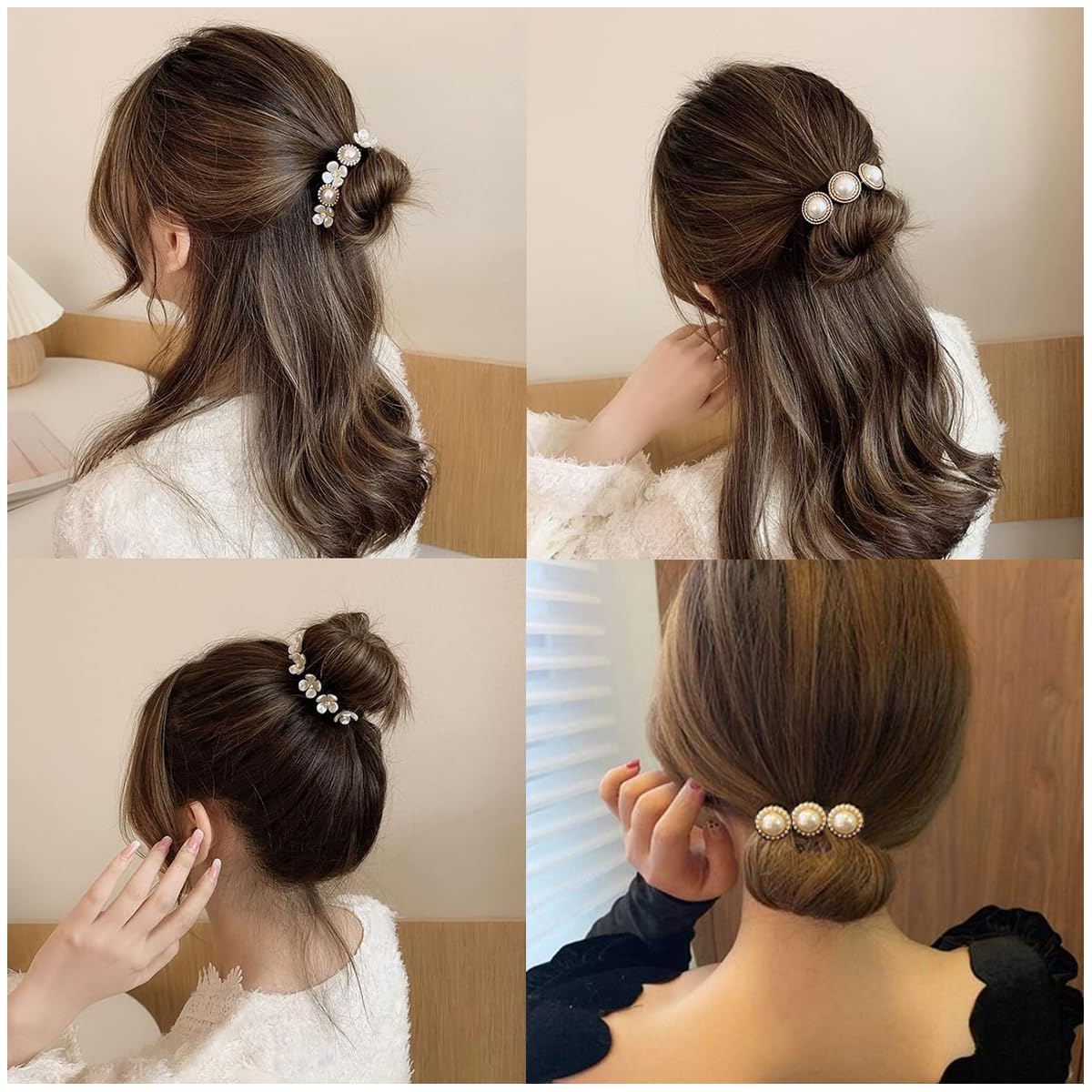 PALAY Hair Bun Maker for Elegant Hairstyles with Hidden Wire and Pearl Closure | 4pcs Set