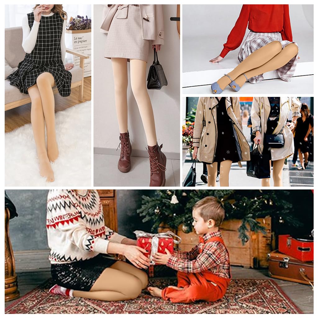 PALAY Women Fleece Lined Tights for Winter Warmth with High Waist Support | Sheer Look